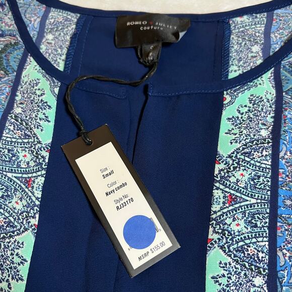 Romeo and Juliet Couture Short Sleeve Stripe Paisley Relax Fit Kaftan Top NEW - Picture 5 of 7